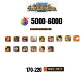 ワンピーストレジャークルーズ [GLOBAL][ANDROID] 5000-6000 GEMS | 3 12TH ANNY CHARACTERS | 15 SUPER SUGO FEST | 170-220 SUGO RARE