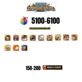 ワンピーストレジャークルーズ [GLOBAL][ANDROID] 5100-6100 GEMS | 2 12TH ANNY CHARACTERS | 12 SUPER SUGO FEST | 150-200 SUGO RARE