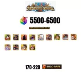 ワンピーストレジャークルーズ [GLOBAL][ANDROID] 5500-6500 GEMS | 3 12TH ANNY CHARACTERS | 13 SUPER SUGO FEST | 170-220 SUGO RARE