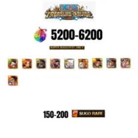 ワンピーストレジャークルーズ [GLOBAL][ANDROID] 5200-6200 GEMS | 3 12TH ANNY CHARACTERS | 10 SUPER SUGO FEST | 150-170 SUGO RARE