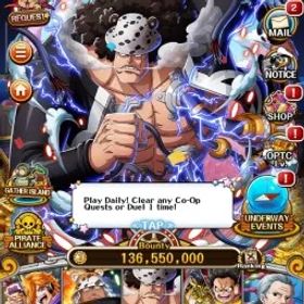 ワンピーストレジャークルーズ 136M BOUNTY - Lvl 262 - 33 Rainbow Gems - Luffy Lv102, Coby Lv100, Kuma Lv108, Kuzan Lv99