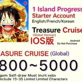 ワンピーストレジャークルーズ [Global][iOS] 4800-5000 Gems | 15-35 Limited Characters | 1 Island Progress | OPTC Starter Account