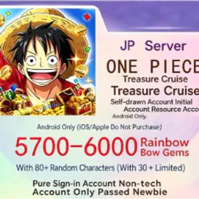 ワンピーストレジャークルーズ [JP][Android] 5700‑6000 Rainbow Gems | 80+ Units (30+ Super Limited) | OPTC Starter Account