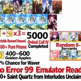 フェイトグランドオーダー FGO JP | 5,000 Saint Quartz | 6 Supports | 5× Lilith | 3,400+ Pure Prisms | Ordeal Call IV | No Error 99 #29
