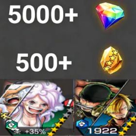 ワンピースバウンティラッシュ Bonney+Zoro&Sanji💎5000+✨500+