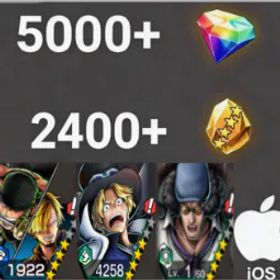 ワンピースバウンティラッシュ Zoro&Sanji+Sabo+Kuzan💎5000+✨2400+