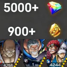 ワンピースバウンティラッシュ Nusjuro+Garp+Kid&Law 💎5000+✨900+