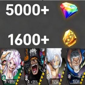 ワンピースバウンティラッシュ Bonney+Teach+Luffy+Garp💎5000+✨1600+