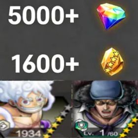 ワンピースバウンティラッシュ Luffy+Kuzan💎5000+✨1600+
