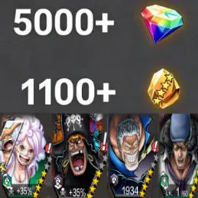 ワンピースバウンティラッシュ Bonney+Teach+Garp+Kuzan💎5000+✨1100+