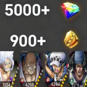 ワンピースバウンティラッシュ Nusjuro +Luffy+Law+Kuzan+💎5000+✨900+