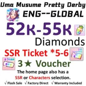 ウマ娘プリティーダービー [Global] Uma Musume | 52k-55k+ Diamonds | SSR Ticket *5-6