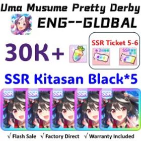 ウマ娘プリティーダービー [Global] Uma Musume | Kitasan Black (Fire at My Heels) *5 | 30k + Diamonds | Rainbow Uncap Crystal | 3★ Voucher *1