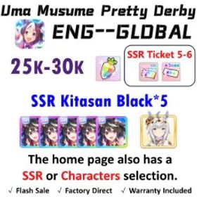 ウマ娘プリティーダービー [Global] Uma Musume | Kitasan Black (Fire at My Heels) *5 | Oguri Cap (Ashen Miracle) | 25K+ Diamonds | SSR Ticket *3