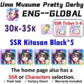 ウマ娘プリティーダービー [Global] Uma Musume | Kitasan Black (Fire at My Heels) *5 | 30K+ Diamonds | SSR Ticket *3 | Rainbow Uncap Crystal | 3★ Voucher *1