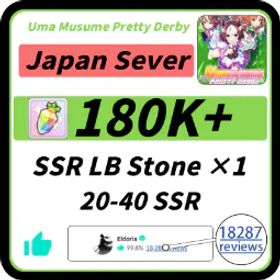 ウマ娘プリティーダービー 180,000+ Gems | SSR Ticket ×3 | 3★ Ticket ×1 | SSR LB Stone ×1 | 20–40 SSR✅ | 0–5 3★ Uma