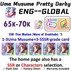 ウマ娘プリティーダービー [Global] Uma Musume | Fine Motion (Wave of Gratitude) *5 | 65K+ Diamonds | Rainbow Uncap Crystal | 3★ Voucher *1