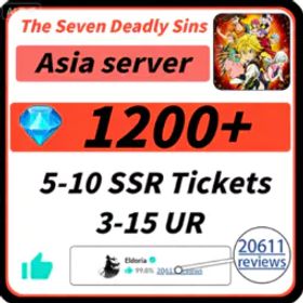 七つの大罪 光と闇の交戦: グラクロ 【Asia】1200+ Diamonds✅5-10 SSR Tickets