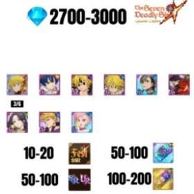 七つの大罪 光と闇の交戦: グラクロ [GLOBAL] 2700-3000 GEMS | GAWAIN | NEMESIS MELIODAS | ESCANOR/MERLIN | 6 FEST UR | 1 COLLAB | 30-70 FEST UR/SSR