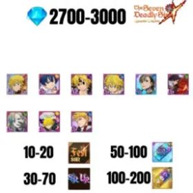 七つの大罪 光と闇の交戦: グラクロ [GLOBAL] 2700-3000 GEMS | GAWAIN | NEMESIS MELIODAS | ESCANOR/MERLIN | 7 FEST UR | 1 COLLAB | 30-70 FEST UR/SSR