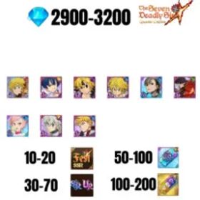 七つの大罪 光と闇の交戦: グラクロ [GLOBAL] 2900-3200 GEMS | GAWAIN | NEMESIS MELIODAS | ESCANOR/MERLIN | 7 FEST UR | 1 COLLAB | 30-70 FEST UR/SSR