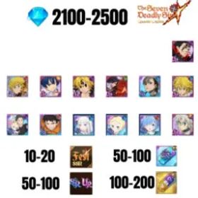 七つの大罪 光と闇の交戦: グラクロ [GLOBAL] 2100-2500 GEMS | GAWAIN | NEMESIS MELIODAS | ESCANOR/MERLIN | SHINRA | SUBARU/BEATRICE | 5 FEST UR | 6 COLLAB | 10-20 FEST SSR