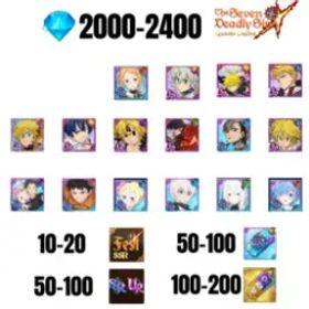七つの大罪 光と闇の交戦: グラクロ [GLOBAL] 2000-2400 GEMS | GAWAIN | NEMESIS MELIODAS | ESCANOR/MERLIN | SHINRA | SUBARU/BEATRICE | 7 FEST UR | 8 COLLAB | 10-20 FEST SSR