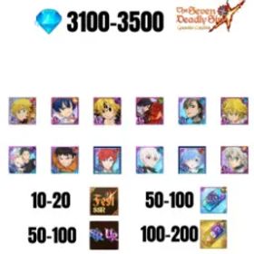 七つの大罪 光と闇の交戦: グラクロ [GLOBAL] 3100-3500 GEMS | GAWAIN | NEMESIS MELIODAS | ESCANOR/MERLIN | SHINRA | SUBARU/BEATRICE | 5 FEST UR | 6 COLLAB | 10-20 FEST SSR