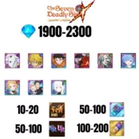 七つの大罪 光と闇の交戦: グラクロ [GLOBAL] 1900-2300 GEMS | SUBARU/BEATRICE | SALOS | ESCANOR/MERLIN | SHINRA | 4 FEST UR | 5 COLLAB | 10-20 FEST SSR | 50-100 UR/SSR | 50-100 TICKET SSR