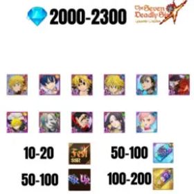 七つの大罪 光と闇の交戦: グラクロ [GLOBAL] 2000-2300 GEMS | GAWAIN | NEMESIS MELIODAS | ESCANOR/MERLIN | 8 FEST UR | 1 COLLAB | 30-70 FEST UR/SSR