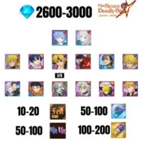 七つの大罪 光と闇の交戦: グラクロ [GLOBAL] 2600-3000 GEMS | GAWAIN | NEMESIS MELIODAS | ESCANOR/MERLIN | SHINRA | SUBARU/BEATRICE | 8 FEST UR | 5 COLLAB | 10-20 FEST SSR