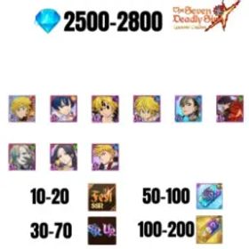 七つの大罪 光と闇の交戦: グラクロ [GLOBAL] 2500-2800 GEMS | GAWAIN | NEMESIS MELIODAS | ESCANOR/MERLIN | 7 FEST UR | 1 COLLAB | 30-70 FEST UR/SSR