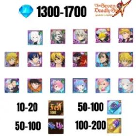 七つの大罪 光と闇の交戦: グラクロ [GLOBAL] 1300-1700 GEMS | GAWAIN | NEMESIS MELIODAS | ESCANOR/MERLIN | SHINRA | SUBARU/BEATRICE | 8 FEST UR | 8 COLLAB | 10-20 FEST SSR
