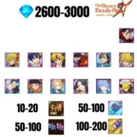 七つの大罪 光と闇の交戦: グラクロ [GLOBAL] 2600-3000 GEMS | GAWAIN | NEMESIS MELIODAS | ESCANOR/MERLIN | SHINRA | SUBARU/BEATRICE | 6 FEST UR | 6 COLLAB | 10-20 FEST SSR