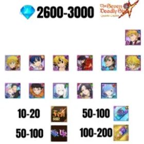 七つの大罪 光と闇の交戦: グラクロ [GLOBAL] 2600-3000 GEMS | GAWAIN | NEMESIS MELIODAS | ESCANOR/MERLIN | SHINRA | SUBARU/BEATRICE | 6 FEST UR | 5 COLLAB | 10-20 FEST SSR