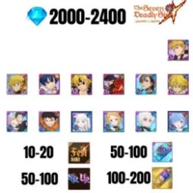 七つの大罪 光と闇の交戦: グラクロ [GLOBAL] 2000-2400 GEMS | GAWAIN | NEMESIS MELIODAS | ESCANOR/MERLIN | SHINRA | SUBARU/BEATRICE | 5 FEST UR | 7 COLLAB | 10-20 FEST SSR