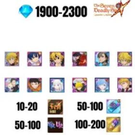 七つの大罪 光と闇の交戦: グラクロ [GLOBAL] 1900-2300 GEMS | GAWAIN | NEMESIS MELIODAS | ESCANOR/MERLIN | SHINRA | SUBARU/BEATRICE | 6 FEST UR | 5 COLLAB | 10-20 FEST SSR