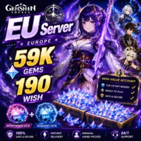 原神 EU | 59K Primogems | 190 Wishes Reroll | AR 54-58