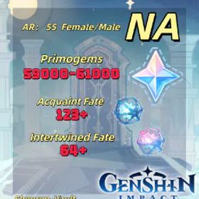 原神 【NA】59.5K-61K +Primogems | 123+ Acquaint Fate| 64 Intertwined Fate[Male]