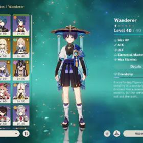 原神 AR 35 EU server (Female MC) Account with Wanderer,Cyno and Standard 5* & Beacon of the Reed Sea