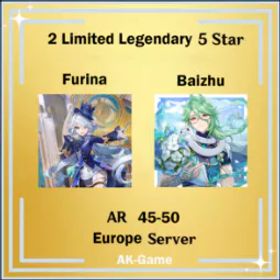 原神 🌍EU🔹AR45-50🔸Furina C0+2🔸Baizhu🔹5-Star Weapon*5🕹️IOS/Android/PC/Xobox/PS