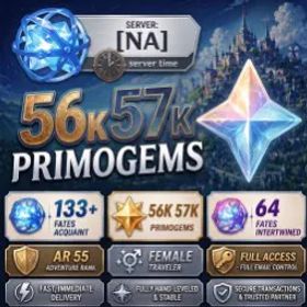 原神 💎56-57K Primogems Acquaint Fates: 133+ Intertwined Fates: 64+ AR55