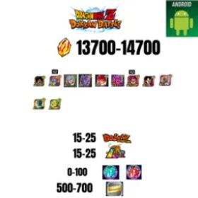 ドラゴンボールレジェンズ [GLOBAL][ANDROID] 13700-14700 STONES | BEAST GOHAN | CELL MAX | GOKU GOD | BEERUS | 11 CHARACTERS | 15-25 DOKKAN FEST | 15-25 LR | 500 TICKET