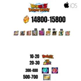 ドラゴンボールレジェンズ [GLOBAL][IOS] 14800-15800 STONES | BEAST GOHAN | CELL MAX | 9 CHARACTERS | 10-20 DOKKAN FEST | 20-30 LR | 500 TICKET