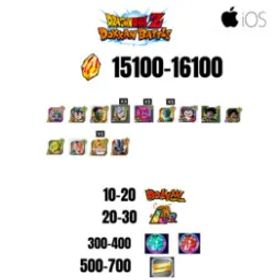 ドラゴンボールレジェンズ [GLOBAL][IOS] 15100-16100 STONES | BEAST GOHAN | CELL MAX | 13 CHARACTERS | 10-20 DOKKAN FEST | 30-40 LR | 500 TICKET
