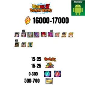 ドラゴンボールレジェンズ [GLOBAL][ANDROID] 16000-17000 STONES | BEAST GOHAN | CELL MAX | GOKU GOD | BEERUS | 12 CHARACTERS | 15-25 DOKKAN FEST | 15-25 LR | 500 TICKET