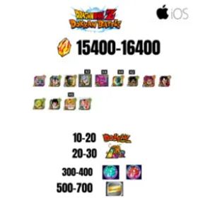 ドラゴンボールレジェンズ [GLOBAL][IOS] 15400-16400 STONES | BEAST GOHAN | CELL MAX | 13 CHARACTERS | 10-20 DOKKAN FEST | 20-30 LR | 500 TICKET