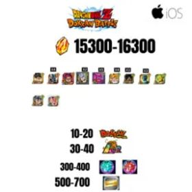 ドラゴンボールレジェンズ [GLOBAL][IOS] 15300-16300 STONES | BEAST GOHAN | CELL MAX | 11 CHARACTERS | 10-20 DOKKAN FEST | 30-40 LR | 500 TICKET