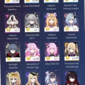崩壊3rd EU 💎 54 VALKYRIES 💎 CAPTAIN LVL 82 💎 HONKAI ACCOUNT