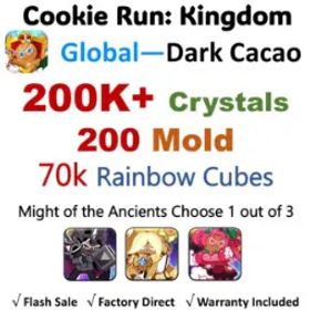 Cookie Run: Kingdom 【Dark Cacao】200K+ Crystals | 200 Mold |70K Rainbow Cubes